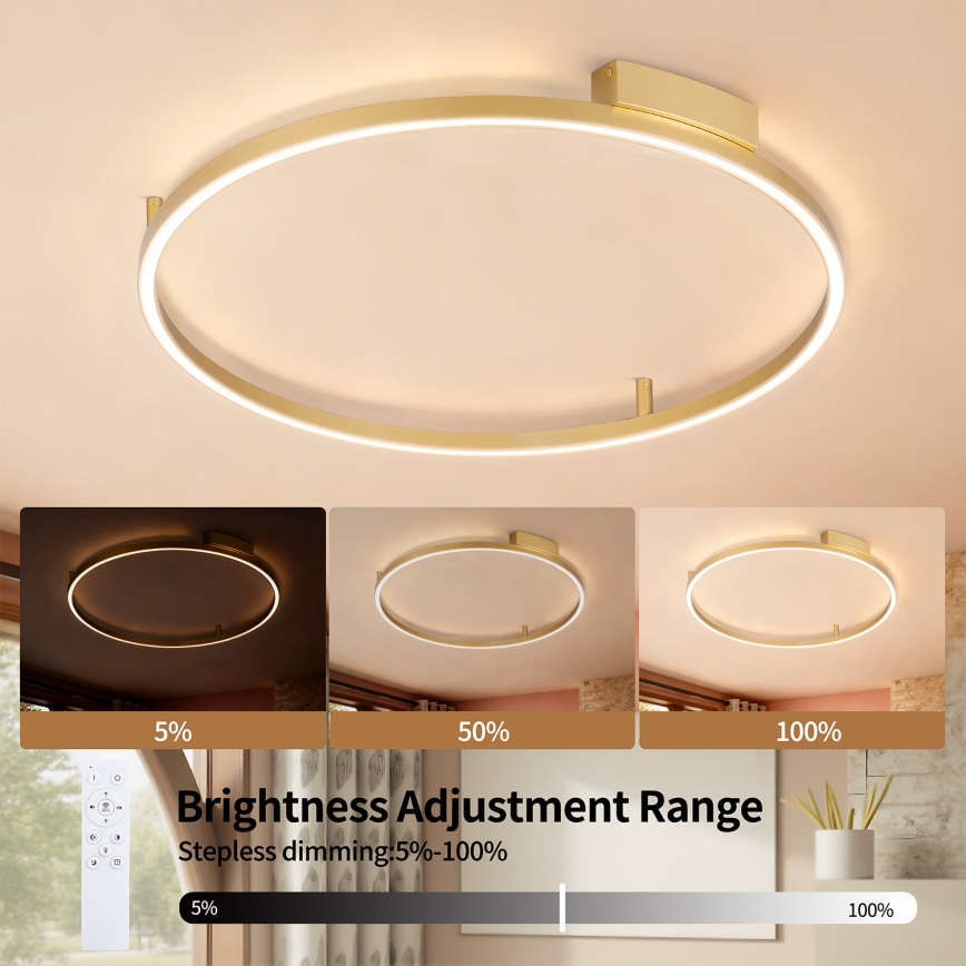 Brilagi - LED dimmelhető mennyezeti lámpatest PORTOFINO LED/60W/230V 3000-6000K átm. 80 cm aranyszínű + távirányító
