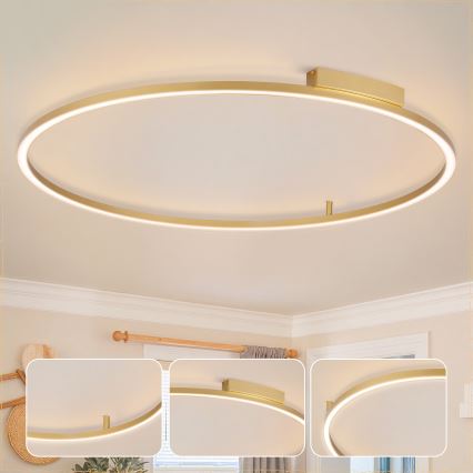 Brilagi - PORTOFINO LED dimmelhető mennyezeti lámpatest, 85W/230V, 3000-6000K, Ø 120 cm, arany + távirányító