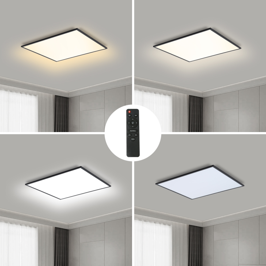 Brilagi - LED fényerőszabályozható mennyezeti lámpa SLIMFRAME LED/36W/230V 45x45 cm 3000-6000K fekete + távirányítóval