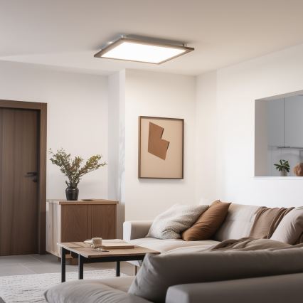 Brilagi - LED fényerőszabályozható mennyezeti lámpatest SLIMFRAME WOOD LED/58W/230V 64x64 cm 3000-6000K sötétbarna + távirányító