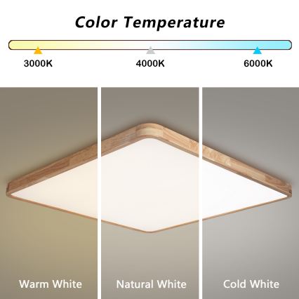 Brilagi - Dimmelhető mennyezeti lámpatest WOODLINE SQUARE LED/180W/230V 3000-6000K tölgy 100x100 cm + távirányító