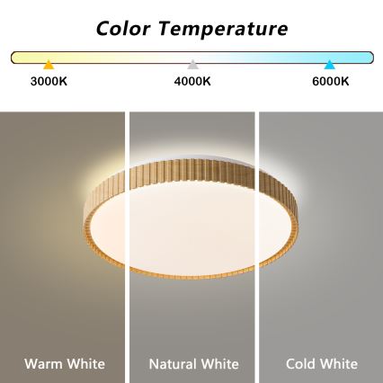 Brilagi - CORVO LED dimmelhető mennyezeti lámpa LED/72W/230V 3000-6000K fa dekor, átm. 50 cm + távirányítóval