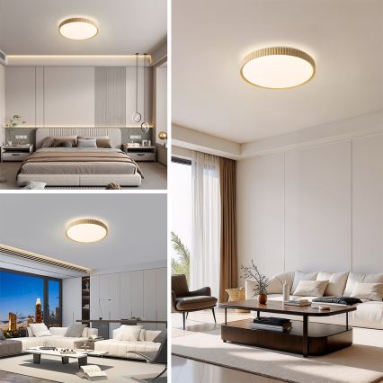 Brilagi - CORVO LED dimmelhető mennyezeti lámpa LED/72W/230V 3000-6000K fa dekor, átm. 50 cm + távirányítóval