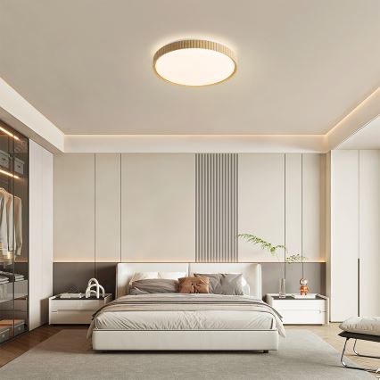 Brilagi - CORVO LED dimmelhető mennyezeti lámpa LED/72W/230V 3000-6000K fa dekor, átm. 50 cm + távirányítóval