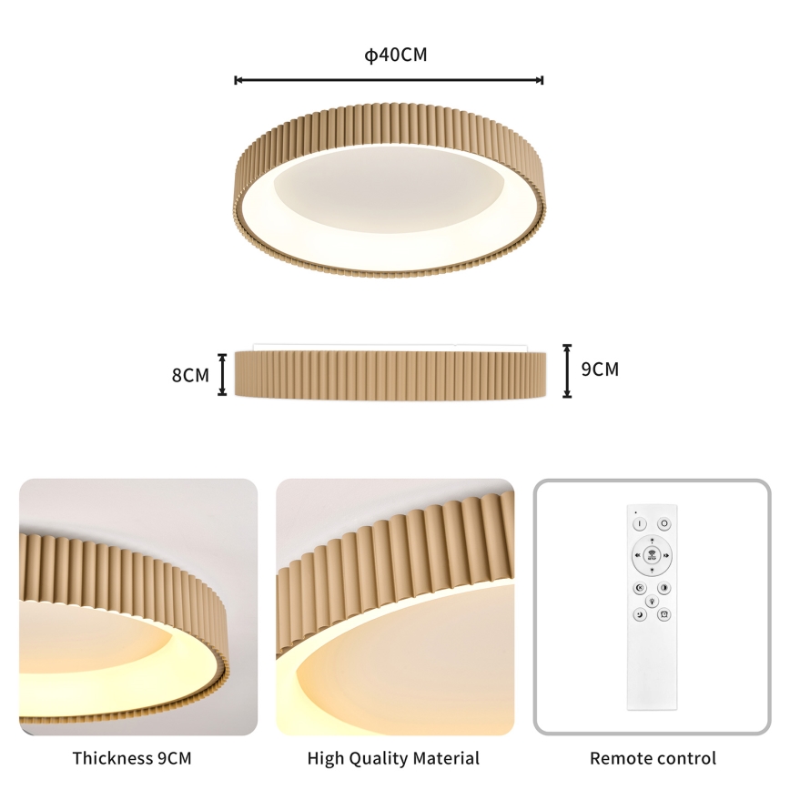 Brilagi - LED dimmelhető mennyezeti lámpa FALCON MODERN LED/30W/230V 3000-6500K átm. 40 cm bézs + távirányító