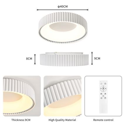 Brilagi - LED dimmelhető mennyezeti lámpa FALCON MODERN LED/30W/230V 3000-6000K 40 cm fehér + távirányító