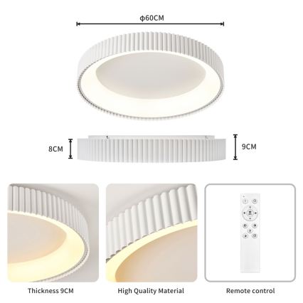 BRILAGI - FALCON MODERN dimmelhető LED mennyezeti lámpatest LED/54W/230V 3000-6000K átm. 60 cm fehér + távirányító