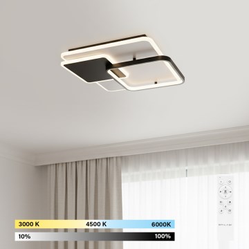 Brilagi - LED fényerőszabályozható mennyezeti lámpa FLARE LED/64W/230V 3000-6000K 45x45 cm fehér/fekete + távirányító