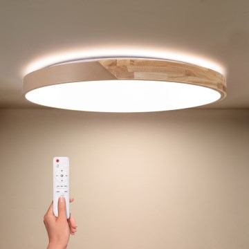 BRILAGI - LED fényerőszabályozható mennyezeti lámpa PILANA LED/72W/230V 3000-6500K tölgy/bézs átm. 80 cm + távirányító