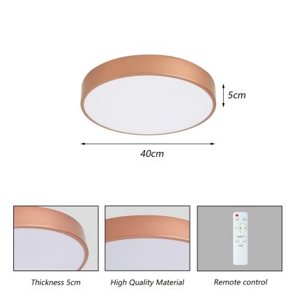 Brilagi - Dimmelhető POOL LED mennyezeti lámpa LED/48W/230V 3000–6000K átm. 40 cm bronz + távirányítóval