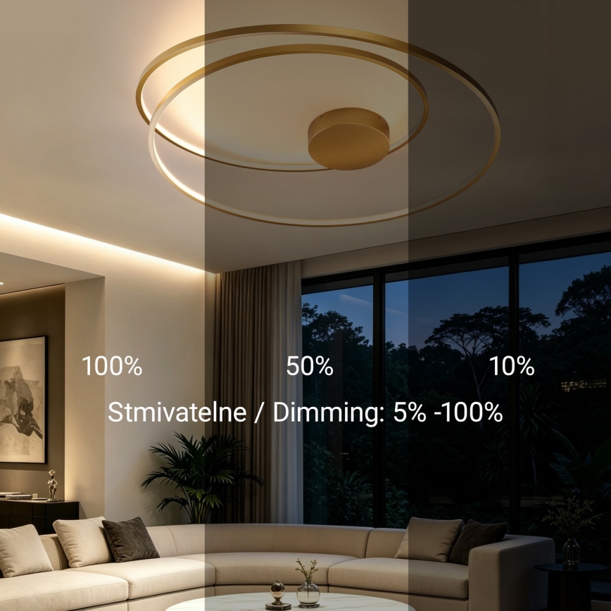 Brilagi - Fényerőszabályozható LED mennyezeti lámpa TWISTER LED/105W/230V 3000-6000K Ø 100 cm arany + távirányító