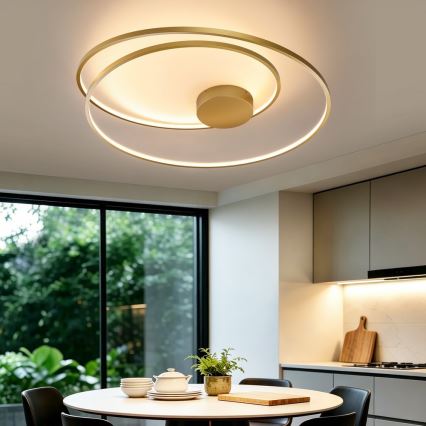 Brilagi - Fényerőszabályozható LED mennyezeti lámpa TWISTER LED/105W/230V 3000-6000K Ø 100 cm arany + távirányító