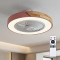Brilagi - LED fényerőszabályozható mennyezeti lámpa ventilátorral LED/38W/230V 3000-6500K átm. 50 cm rózsaszín/tölgy + távirányítóval