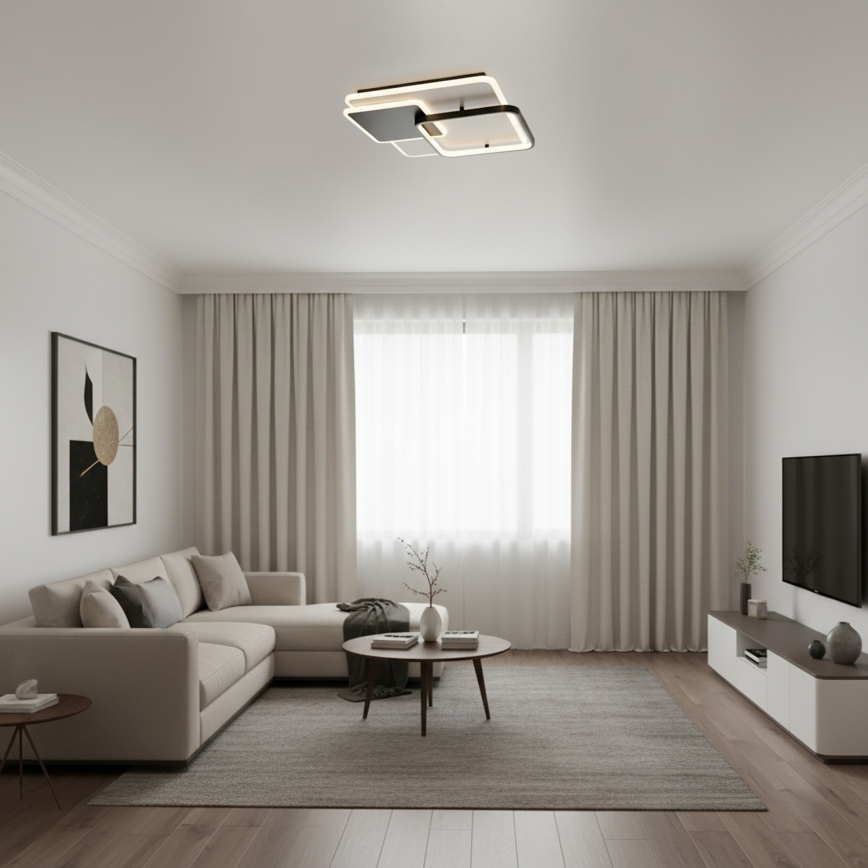 Brilagi - LED fényerőszabályozható mennyezeti lámpa FLARE LED/64W/230V 3000-6000K 45x45 cm fehér/fekete + távirányító