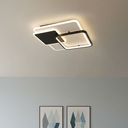 Brilagi - LED fényerőszabályozható mennyezeti lámpa FLARE LED/64W/230V 3000-6000K 45x45 cm fehér/fekete + távirányító