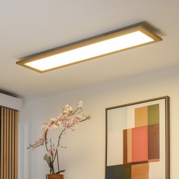 Brilagi - LED Fényerőszabályozható mennyezeti lámpatest SLIMFRAME WOOD LED/58W/230V 124x34 cm 3000-6000K barna + távirányító