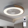 Brilagi - LED fényerőszabályozható mennyezeti lámpatest ventilátorral LED/38W/230V 3000-6500K átm. 50 cm szürke/tölgy + távirányító