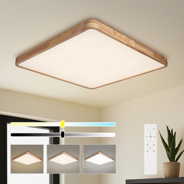 Brilagi - LED fényerőszabályozható mennyezeti lámpatest WOODLINE SQUARE LED/100W/230V 3000-6000K tölgy 80x80 cm + távirányító
