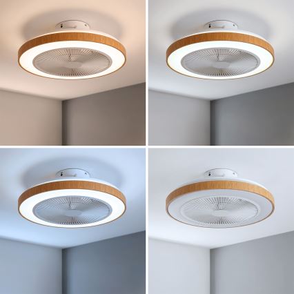 Brilagi - LED-dimmelhető mennyezeti ventilátor, 38W/230V, 3000–6500K, Ø 50 cm, fehér/barna + távirányító