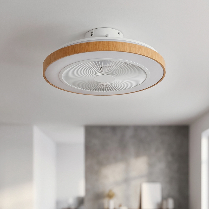 Brilagi - LED-dimmelhető mennyezeti ventilátor, 38W/230V, 3000–6500K, Ø 50 cm, fehér/barna + távirányító