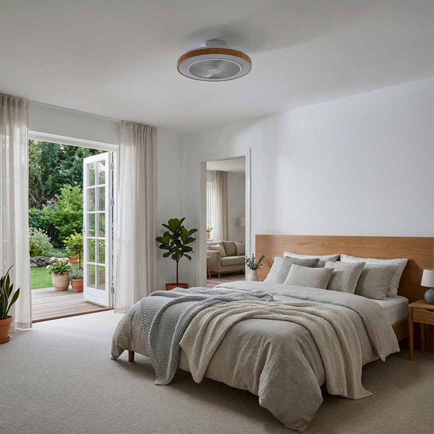Brilagi - LED-dimmelhető mennyezeti ventilátor, 38W/230V, 3000–6500K, Ø 50 cm, fehér/barna + távirányító