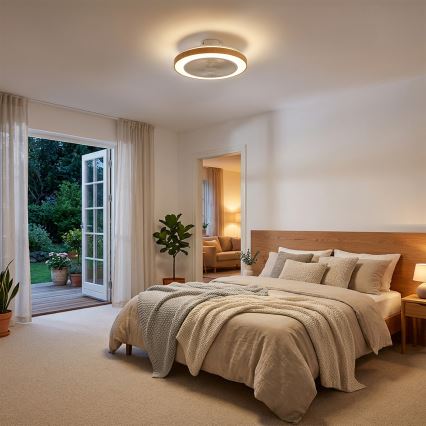 Brilagi - LED-dimmelhető mennyezeti ventilátor, 38W/230V, 3000–6500K, Ø 50 cm, fehér/barna + távirányító