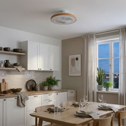 Brilagi - LED-dimmelhető mennyezeti ventilátor, 38W/230V, 3000–6500K, Ø 50 cm, fehér/barna + távirányító
