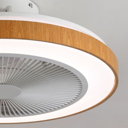 Brilagi - LED-dimmelhető mennyezeti ventilátor, 38W/230V, 3000–6500K, Ø 50 cm, fehér/barna + távirányító
