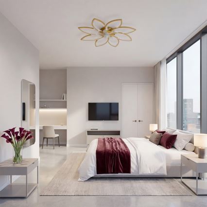 Brilagi - LED fényerőszabályozható mennyezeti ventilátor LED/43W/230V, átmérő 90 cm, arany + távirányító