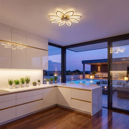 Brilagi - LED fényerőszabályozható mennyezeti ventilátor LED/43W/230V, átmérő 90 cm, arany + távirányító