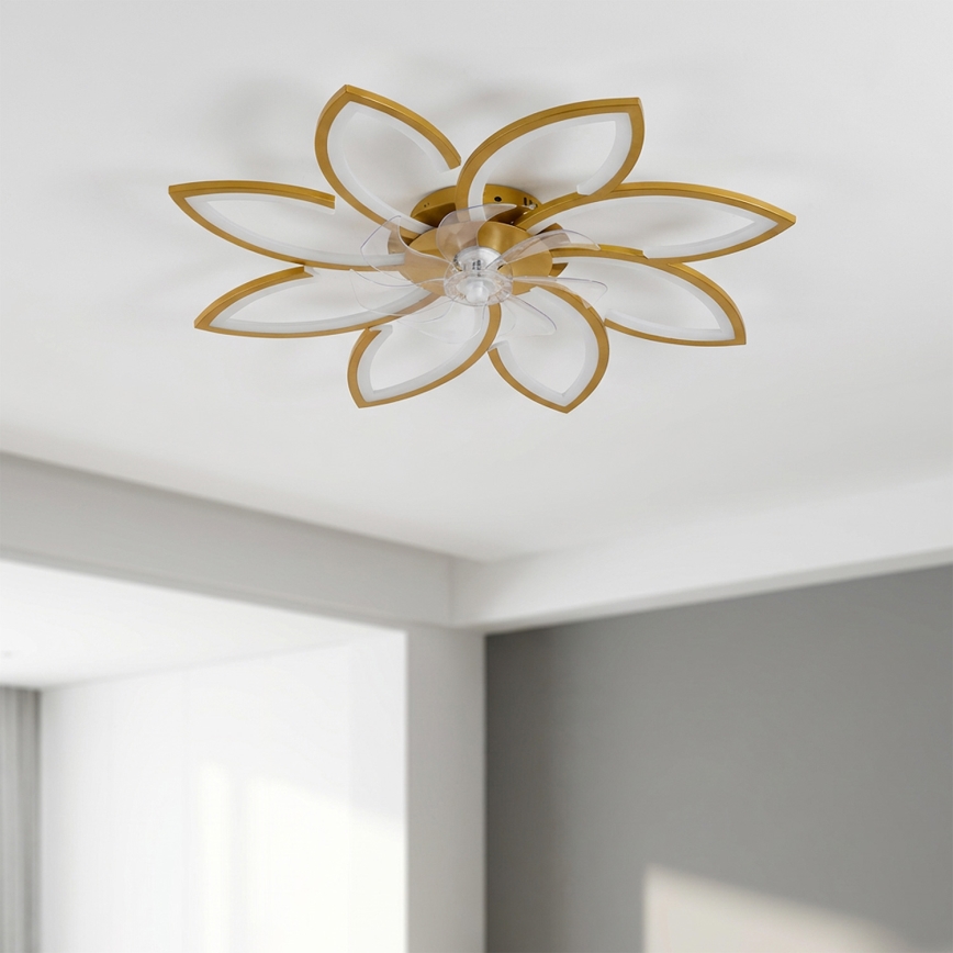 Brilagi - LED fényerőszabályozható mennyezeti ventilátor LED/43W/230V 3000-6500K Ø 90 cm arany + távirányító