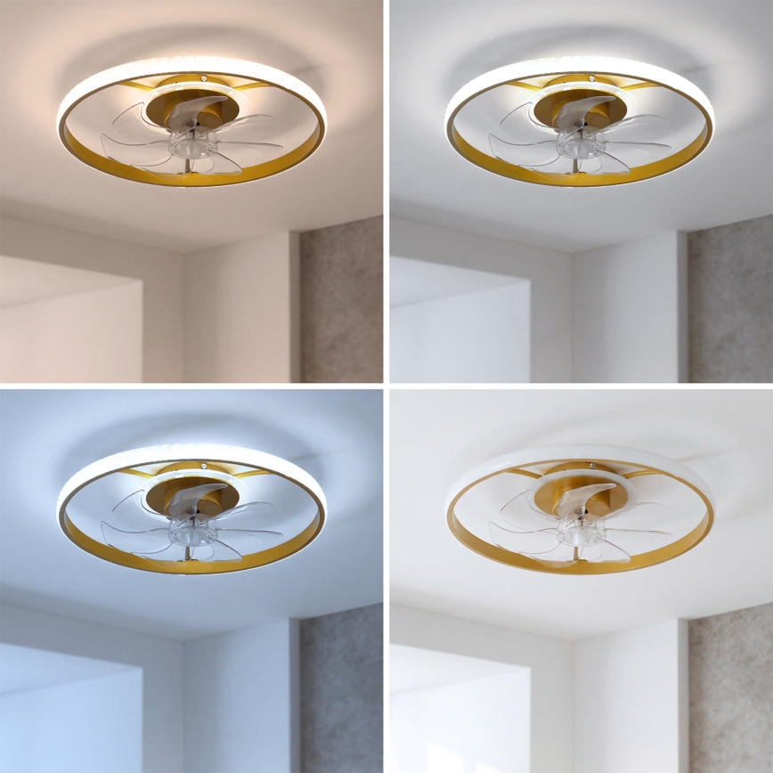 Brilagi - LED Dimmelhető mennyezeti ventilátor LED/66W/230V 3000-6500K átm. 55 cm fehér/arany + távirányító