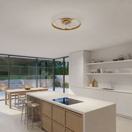 Brilagi - LED Dimmelhető mennyezeti ventilátor LED/66W/230V 3000-6500K átm. 55 cm fehér/arany + távirányító