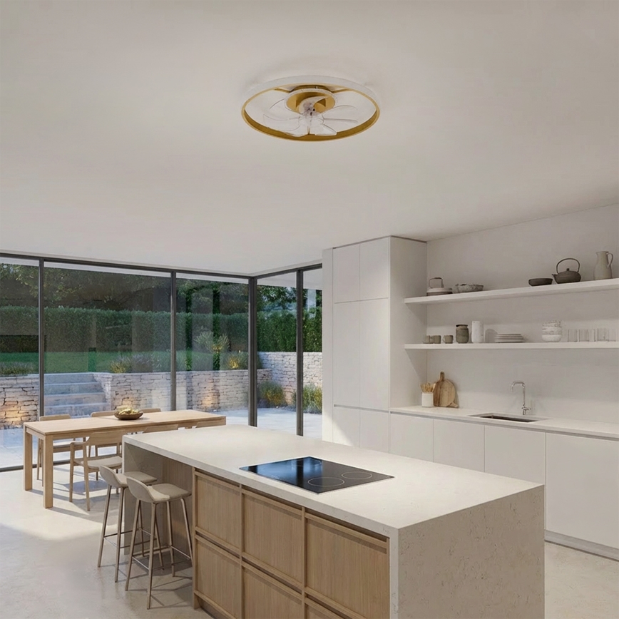 Brilagi - LED Dimmelhető mennyezeti ventilátor LED/66W/230V 3000-6500K átm. 55 cm fehér/arany + távirányító