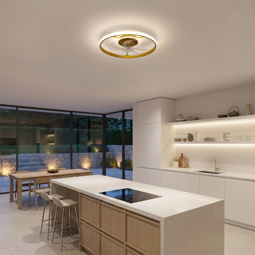 Brilagi - LED Dimmelhető mennyezeti ventilátor LED/66W/230V 3000-6500K átm. 55 cm fehér/arany + távirányító
