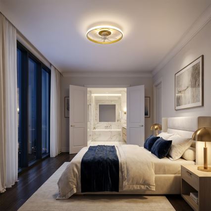 Brilagi - LED Dimmelhető mennyezeti ventilátor LED/66W/230V 3000-6500K átm. 55 cm fehér/arany + távirányító