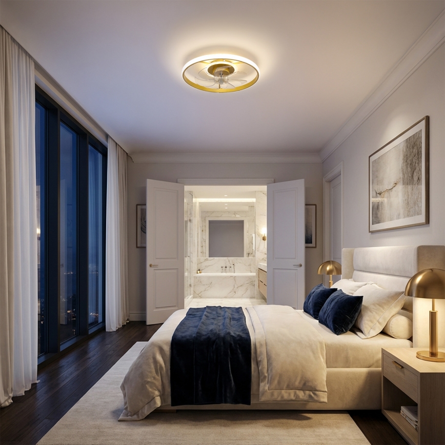 Brilagi - LED Dimmelhető mennyezeti ventilátor LED/66W/230V 3000-6500K átm. 55 cm fehér/arany + távirányító