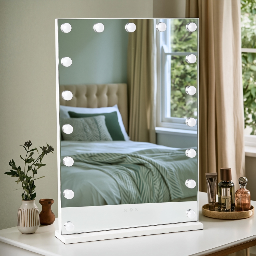 BRILAGI - Fényerőszabályozható sminktükör HOLLYWOOD LED/15W/230V CCT + 2x USB 55x77 cm fehér