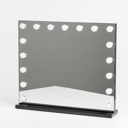 BRILAGI - LED Dimmelhető sminktükör HOLLYWOOD LED/15W/230V CCT + 2x USB 60x50 cm fekete