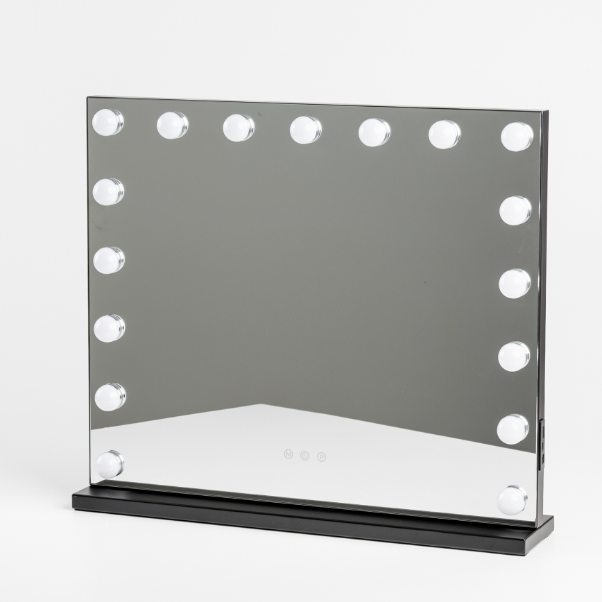 BRILAGI - LED Dimmelhető sminktükör HOLLYWOOD LED/15W/230V CCT + 2x USB 60x50 cm fekete