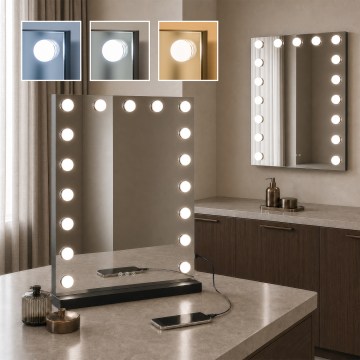 BRILAGI - LED Fényerőszabályozható sminktükör HOLLYWOOD LED/15W/230V CCT + 2x USB 55x77 cm fekete