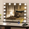 BRILAGI - LED Fényerőszabályozható sminktükör HOLLYWOOD LED/15W/230V CCT + USB fekete