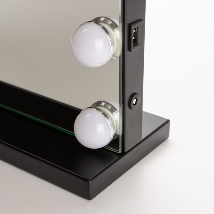 BRILAGI - LED Fényerőszabályozható sminktükör HOLLYWOOD LED/15W/230V CCT + USB fekete