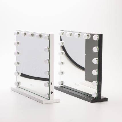 BRILAGI - LED Fényerőszabályozható sminktükör HOLLYWOOD LED/15W/230V CCT + USB fekete