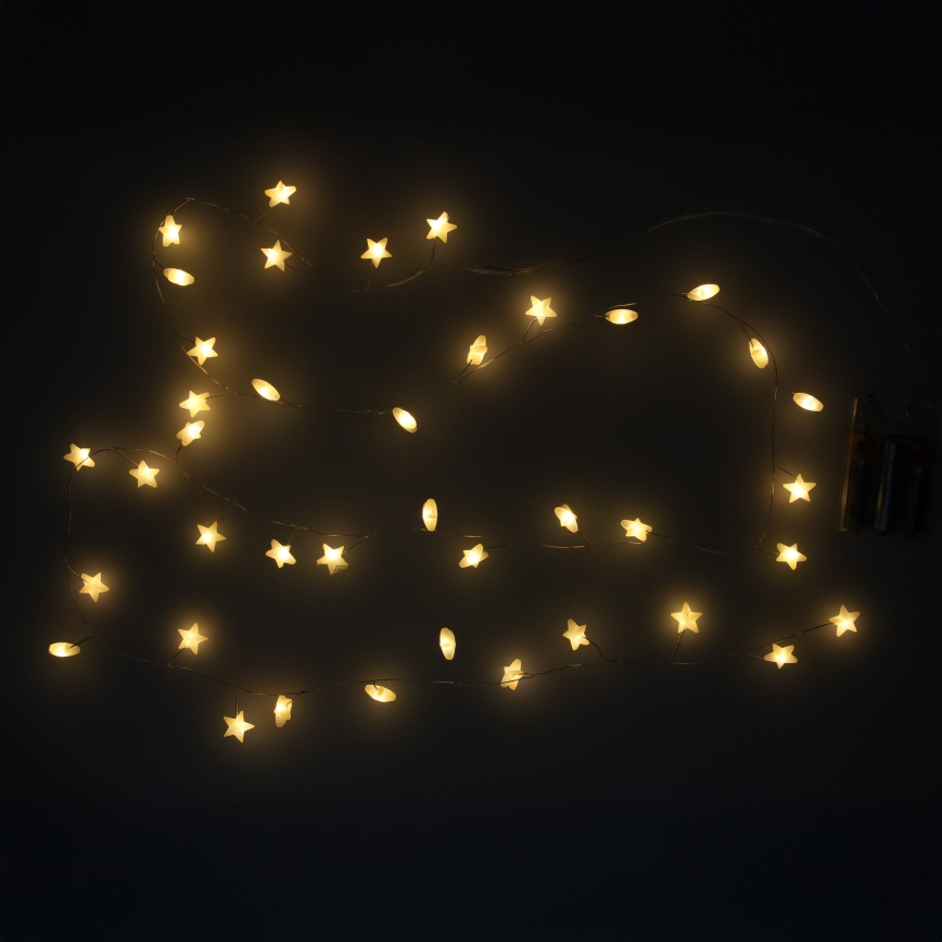 Brilagi - LED fényfüzér 40xLED/3xAA 1,8 m meleg fehér csillagok