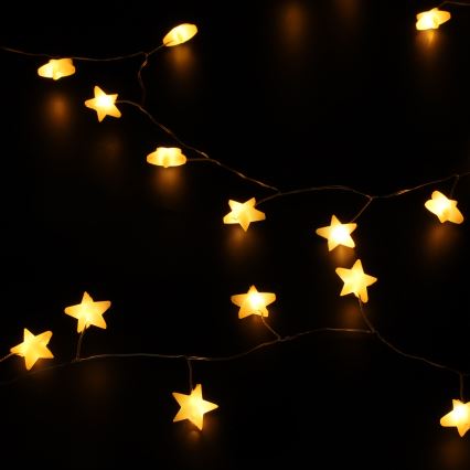 Brilagi - LED fényfüzér 40xLED/3xAA 1,8 m meleg fehér csillagok