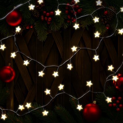 Brilagi - LED fényfüzér 40xLED/3xAA 1,8 m meleg fehér csillagok