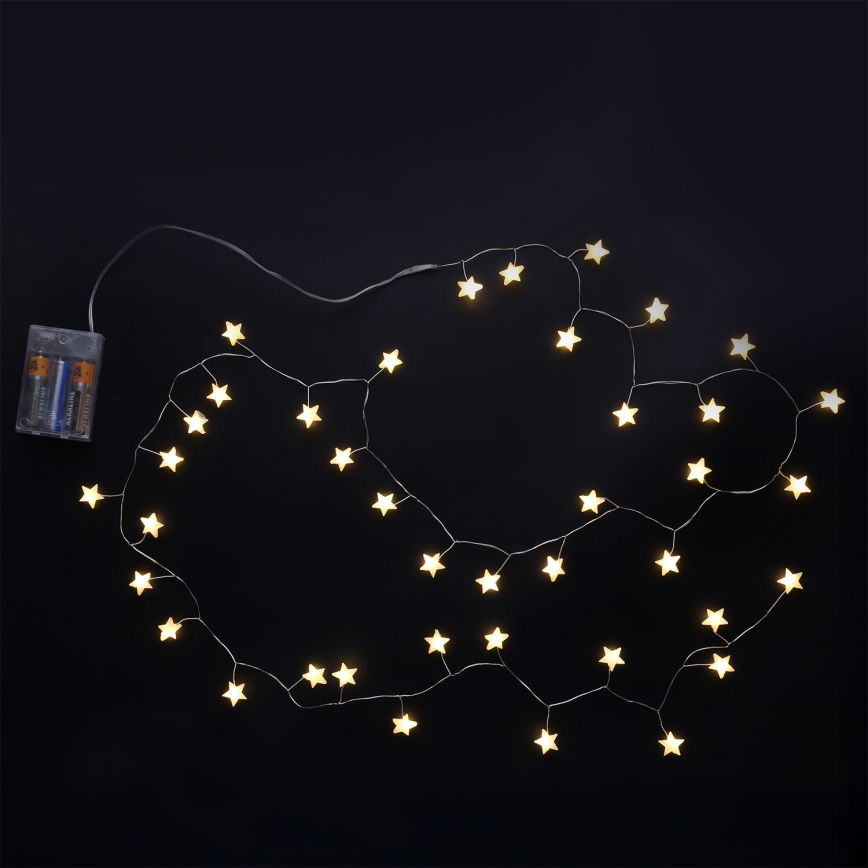 Brilagi - LED fényfüzér 40xLED/3xAA 1,8 m meleg fehér csillagok