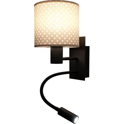 Brilagi - LED hajlítható fali lámpa BOBO 1xE27/25W/230V + LED/3W fekete/bézs/pöttyös