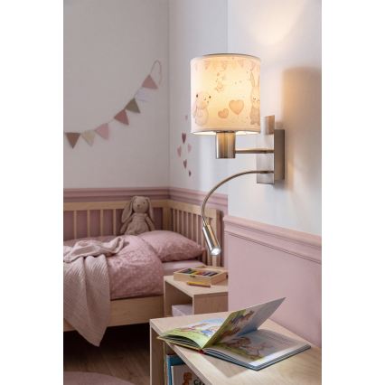 Brilagi - LED-es gyerek rugalmas fali lámpa BOBO 1xE27/25W/230V + LED/3W matt króm/krémszínű/nyuszik